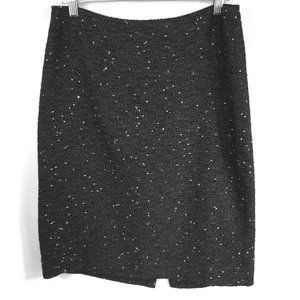 ANN TAYLOR Sz 10 Black Boucle Tweed Pencil Skirt